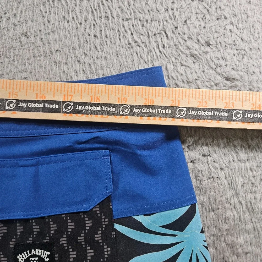 NWT Billabong Swim Trunks‎ Board Shorts Men's 40 - No Liner Palm Leaf Blue Black
